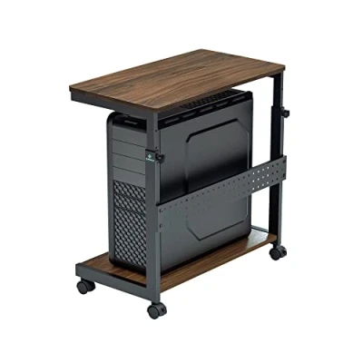 Afbeelding van EUREKA ERGONOMIC In hoogte verstelbare PC Tower standaard, ATX behuizing CPU houder Cart, standaard met wielen en muispad, walnootkleur