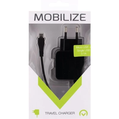 Afbeelding van Mobilize USB thuislader 3100mA zwart +micro kabel