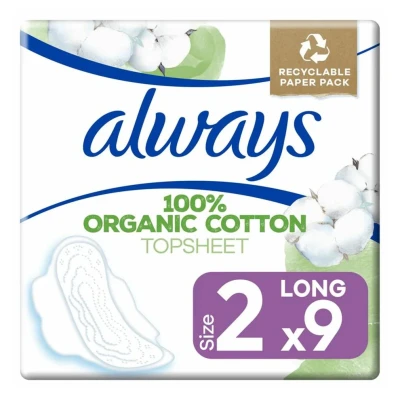Afbeelding van 10x Always Maandverband Bio Cotton Protection Ultra Long met Vleugels 9 stuks