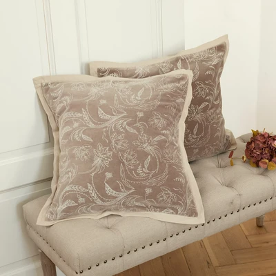 Afbeelding van LOBERON Kussenhoes set van 2 Olicianne taupe
