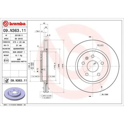 Afbeelding van Brembo Remschijven 09.N363.11