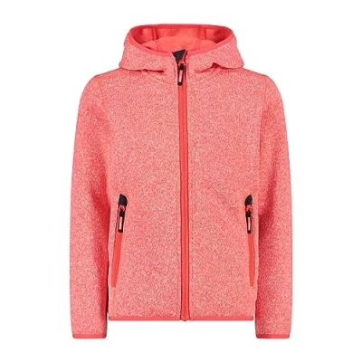 Afbeelding van CMP Knit Tech kinderjas met vaste capuchon rood fluo antraciet 140