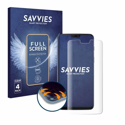 Afbeelding van Savvies Screenprotector voor OnePlus 6 Folie Beschermfolie transparant volledig dekking (4 Stuks)