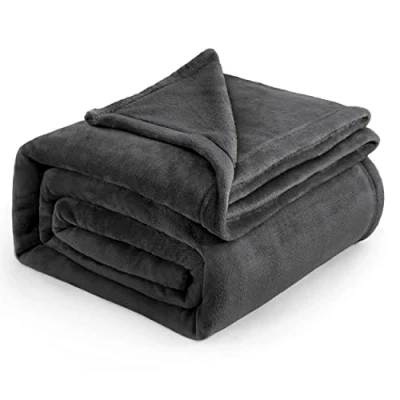 Afbeelding van Bedsure Fleecedeken, kingsize deken, zachte, pluchen, pluizige, behaaglijke lichtgewicht deken van luxe microvezels, 274 x 229 cm, donkergrijs