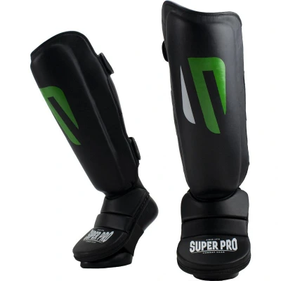 Afbeelding van Super Pro Combat Gear Scheenbeschermers No Mercy Zwart/Groen/Zilver Extra Small