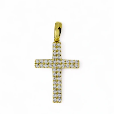 Afbeelding van Gouden Kruis Hanger 29 mm 19.5 Zirkonia