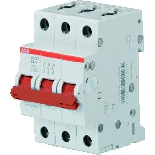 Afbeelding van Abb lastscheider sd aan uit schakelaar met rode tuimel 3 polig 16a 440vac ac 23a 25 ka 125vdc dc 21a mod breed 52 5mm 2cdd283101r0016