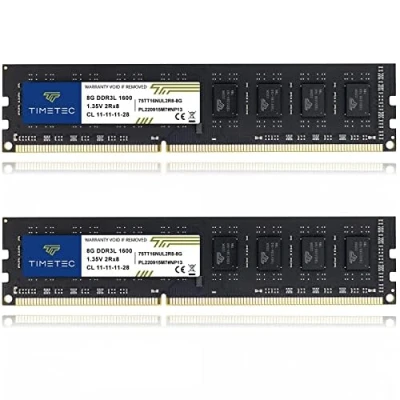 Afbeelding van Timetec 16GB KIT(2x8GB) DDR3L/DDR3 1600MHz PC3L 12800 / PC3 Niet ECC gebufferd 1,35V/1,5V CL11 2Rx8 Dubbele Rang 240 pins UDIMM Desktop PC Computergeheugen RAM (SDRAM) Module upgrade