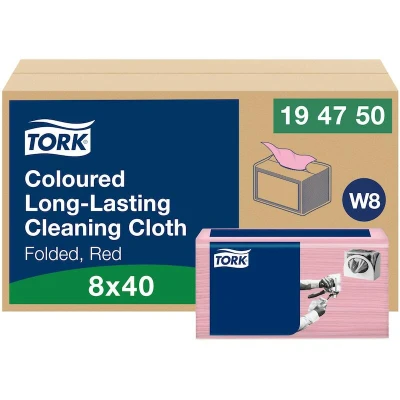 Afbeelding van Tork Long Lasting Gevouwen Reinigingsdoek Rood W8 194750