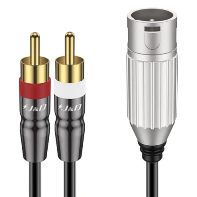 Afbeelding van J&amp;D XLR naar 2 RCA Y Splitter Patch Kabel, Ongebalanceerde Mannelijk Dual Mannelijke Stereo Audio Interconnect Kabel PVC Schelde voor Speaker Condenser Mic Mixer AMP