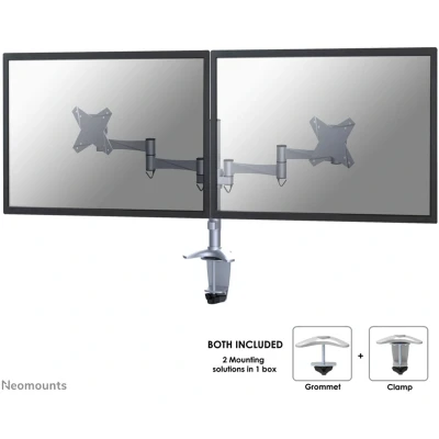Afbeelding van Neomounts FPMA D1330DSILVER monitorarm voor 2 flat screens t/m 27&quot;