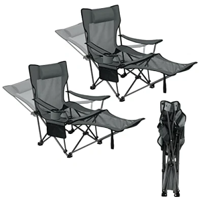 Afbeelding van eSituro Inklapbare campingstoel, 2 stuks, draagbare visstoel, lichte outdoorstoel, verstelbare rugleuning, posities, zit en ligstoelen in 1