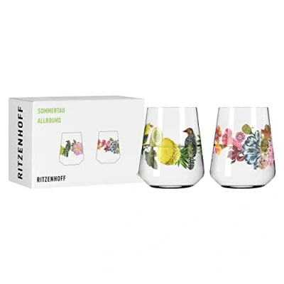Afbeelding van Ritzenhoff 2932001 Universeel glas set van 2 500 ml Serie Sommerdauw Allround bloemenstijl meerkleurig Made in Germany