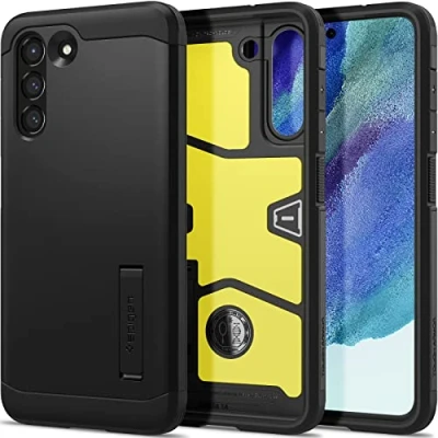 Afbeelding van Samsung Galaxy S21 FE Hoesje Kunststof Spigen Backcover/Hardcase Zwart Telefoonhoesje Shockproof/Valbescherming