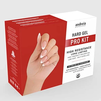 Afbeelding van Andreia Professionele Hard Gel Nail Kit PRO met Clear, French Builder White, Ultrabond Primer, Top Coat, Extra Glow, Prep Clean Cleanser, Wasbare Nagelvijl, Handdoek &amp; Brush