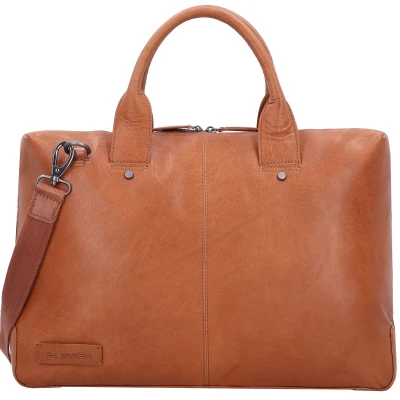 Afbeelding van Plevier Basalt Leren Enkelvaks Laptoptas 15.6&#039;&#039; cognac