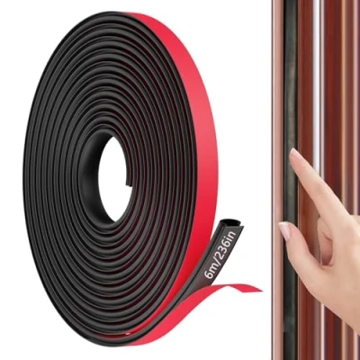 Afbeelding van Deurafdichting, zelfklevend, afdichting deurkozijn, flexibel, afdichtingstape voor deuren en ramen, anti botsing, geluidsdicht/winddicht, stofdicht (zwart, 6 m)