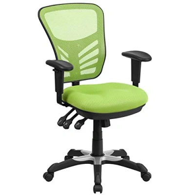 Afbeelding van Flash Furniture Nicholas Mid Back Draaibare Kantoor en Gamingstoel, Ergonomische Mesh Bureaustoel met Verstelbare Lumbale Ondersteuning Hoogte, Groen