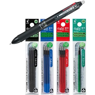 Afbeelding van Pilot 2268001 Rollerball FriXion Ball 4, schrijfstift met vier kleuren, 0,5 mm, zwart (zwart, pen + vullingen