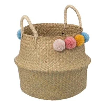 Afbeelding van Atmosphera Kids Opbergmand Bulda uit riet Ø33x38cm Beige