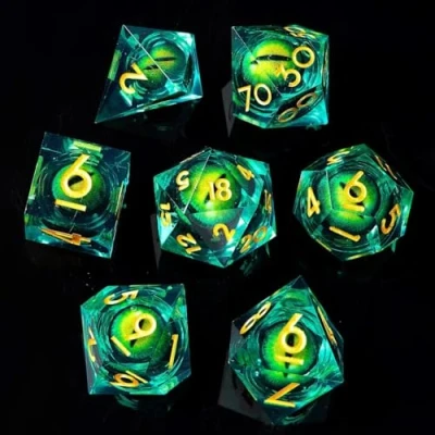 Afbeelding van Power Beast Dungeon Dobbelset, roterende drakenoog, 7 rollenspeldobbelstenen, polyedrische dobbelstenen, Dungeons and Dragons, D&amp;D, DND, Master.