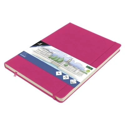 Afbeelding van Schetsboek Kangaro A4 hot pink PU HC 80 vel 140gr roomwit met elastiek