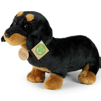 Afbeelding van Rappa ECO knuffel Teckel 30 cm realistische hond van recyclede PET flessen zwart, bruin
