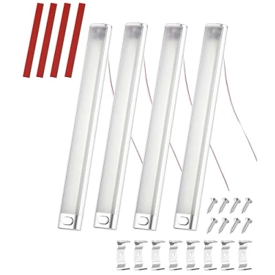 Afbeelding van FAOKZE 4 stuks 120 leds binnenverlichting, auto wit licht, 6 W, 12 V, 6000 K, led binnenverlichting met schakelaar, voor auto, camper, bestelwagen, bus, caravan,