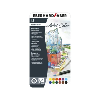 Afbeelding van aquarelpotlood Eberhard Faber Artist color metaaletui a 12 stuks