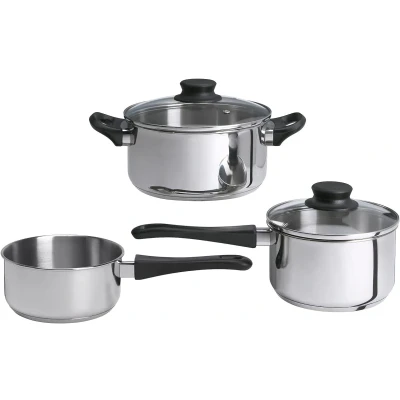 Afbeelding van Roestvrijstalen pannenset 5 delig Kookpan Steelpan Sauspan