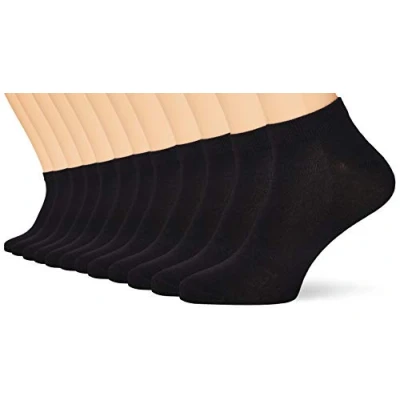 Afbeelding van FM London Heren bamboe trainer enkelsokken (Pack van 12), Zwart, 40 42 EU
