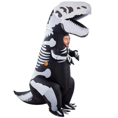 Afbeelding van Opblaasbaar skeletkostuum van T Rex ongewoon kostuum voor volwassenen premium kwaliteit gemaakt zeer duurzaam polyester aangenaam om te dragen inclusief opblaassysteem OriginalCup®