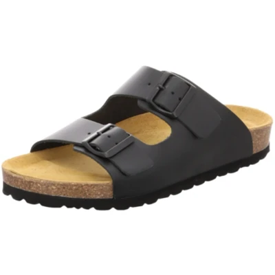 Afbeelding van Natural Sense mannen pantoffels muiltjes sandalen leer zwaart 1152530