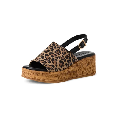 Afbeelding van Tamaris Sandalen met plateauzool, Dames, Maat: 40, Leopard Leer/ synthetisch