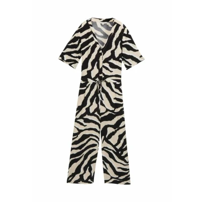 Afbeelding van TOM Tailor Overalls MIT Muster Jumpsuit, Dames, Maat: 34, Abstract beige zebra