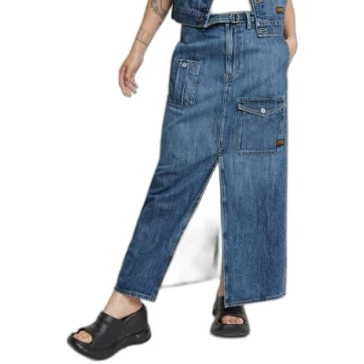 Afbeelding van G Star RAW Lange cargorok met riem, blauw (Faded Cliffside Blue D24886 d536 g326), 28W