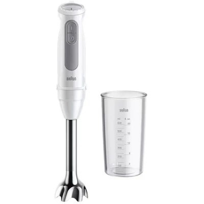 Afbeelding van Braun MultiQuick 5 MQ 50001 M Staafmixer met PowerBell Plus technologie, Minipimer 21 snelheden + Turbo, Easy Click systeem, ergonomische mixer, stalen as, beker van 600 ml, 1000 W, wit
