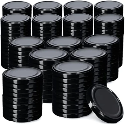 Afbeelding van KADAX Schroefdeksel met diameter van 82 mm, metalen twist off deksel, reservedeksel voor inmaakpotten en weckpotten, deksel 6 inkepingen (200 stuks, zwart)