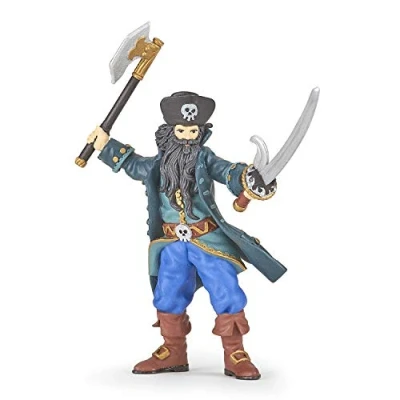 Afbeelding van Papo Handgeschilderde Figuurtjes Piraten en Zeerovers Zwarte baard 39477 Verzamelbaar voor kinderen Geschikt jongens meisjes Vanaf 3 jaar