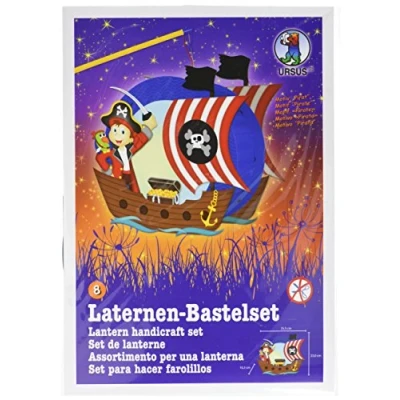 Afbeelding van Ursus 18710008 Lantaarns knutselset Easy Line, Pirat, ca. 21,8 x 21 10,3 cm, set voor het knutselen van een lantaarn, inclusief stap handleiding, ideaal de volgende lantaarnloop