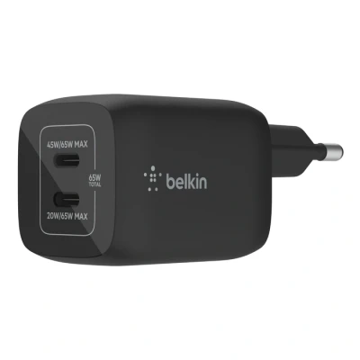 Afbeelding van Boost↑Charge GaN Pro Adapter 2 poorts USB C 65W van Belkin Zwart Kunststof