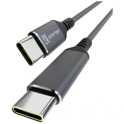 Afbeelding van Smrter USB C kabel 2.0 stekker, stekker 1 m Antraciet Met OTG functie, Rond, Stoffen mantel SMRTER_SPEEDY100_M_AT