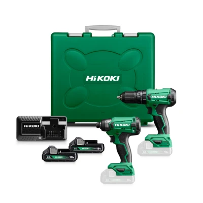 Afbeelding van Hikoki KC18DAWCZ Combipack DV18DA + WH18DA 18V 2 x 2.0 Ah accu lader In kunststof koffer