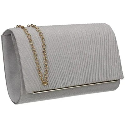 Afbeelding van SwankySwans Amy Sparkly Shiny Party Prom Bruiloft Avond Clutch Bag Portemonnee, Wit