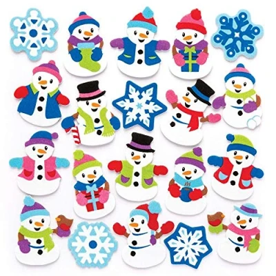 Afbeelding van Baker Ross AR685 Sneeuwpop stickers van schuim voor kinderen, kerstknutsels en kunstprojecten, kaarten, uitdeelzakjes decoraties (12 stuks)