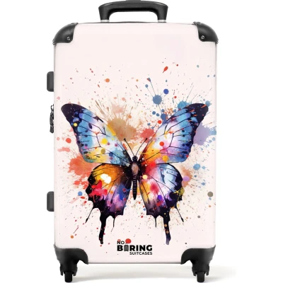 Afbeelding van NoBoringSuitcases.com® Kindertrolley met vlinder Meisjes koffer 20 kg bagage