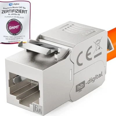 Afbeelding van HB DIGITAL Cat.6a Keystone RJ 45 jack frontale module tot 500 MHz 10Gbit/s volledig afgeschermd zonder gereedschap Cat6a cat6 STP vrouwelijke netwerkaansluiting voor patchpanel installatiekabel Ethernet LAN