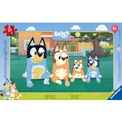 Afbeelding van Ravensburger Kinderpuzzel 12004109 Bluey Framepuzzel voor kinderen vanaf 3 jaar, met 15 stukjes (15 onderdelen)