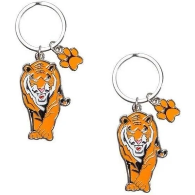 Afbeelding van 2x stuks metalen tijger sleutelhanger 5 cm Dieren cadeau artikelen