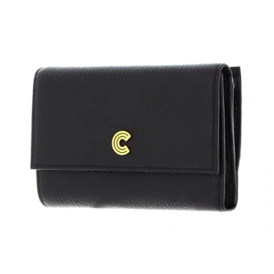 Afbeelding van COCCINELLE Leren Portemonnee Myrine Wallet Grained Leather Noir Zwart